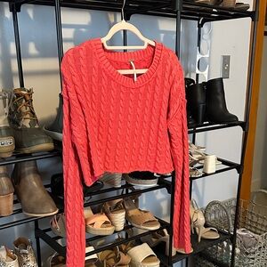 Cozy Cable Knit Sweater - Pink